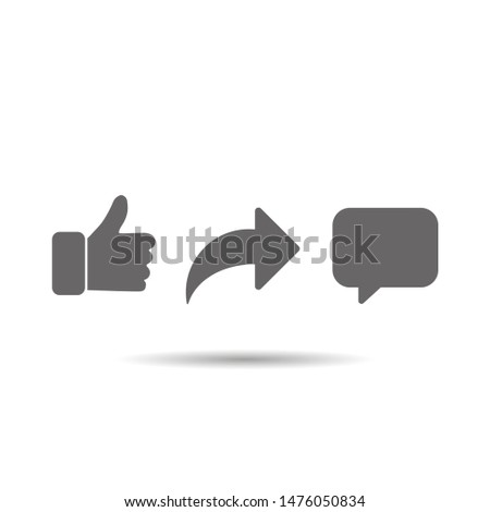 Social network signs abstract vector thumb up comment share icon set