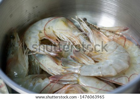 Fresh shrimp on the market, Selective Focus.