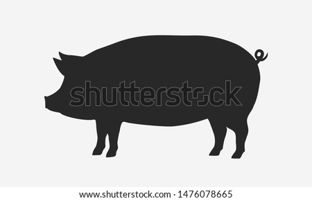 Vector pig silhouette. Pig silhouette icon isolated on white background. Royalty-Free Stock Photo #1476078665