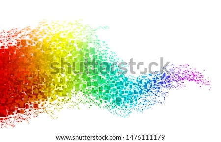 Abstract colorful pixelated square flow on white background
