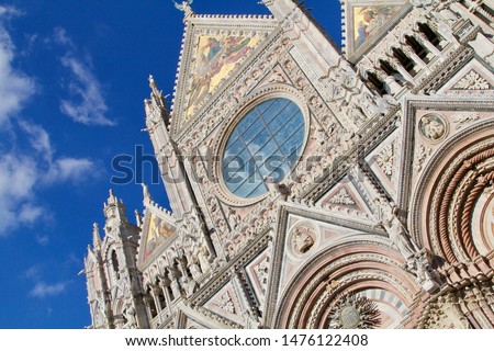 Perspective of church with blue sky