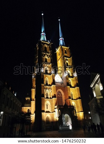 Cathedral in Wroclaw, Poland. Picture from summer night. 
