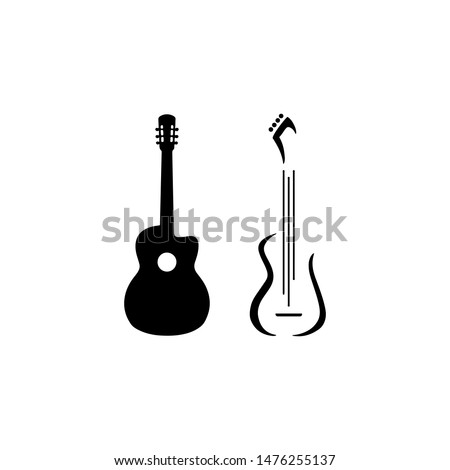 Two black guitars logo icon vector.
