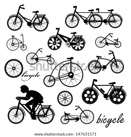 Bicycle Icons Set - Isolated On White Background - Vector Illustration, Graphic Design Editable For Your Design