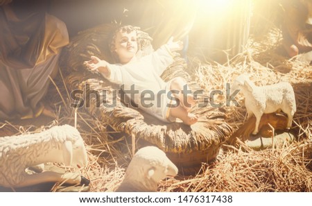 A Christmas nativity scene. with baby Jesus