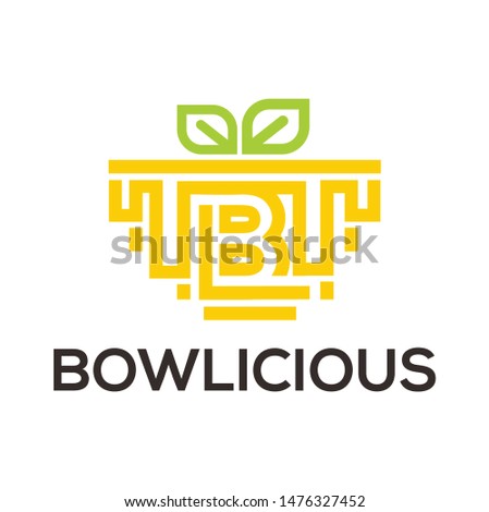 fresh bowl , for vegan logo design template