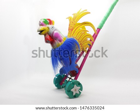 Colorful Chicken Traditional Toys for Children in White Isolated background 