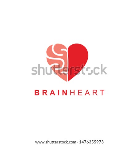Heart Brain Flat Logo. Modern logo isolated on white background. Simple vector illustration for graphic or web design.
