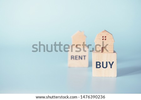 Home with Buy or Rent, copy space.