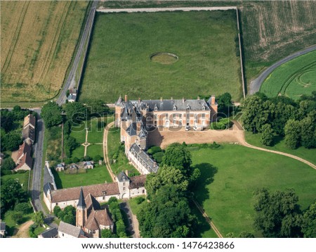 aerial view of the castle of Louye in the department of Eure in France