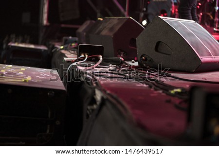 Loudspeaker on the stage at a music festival