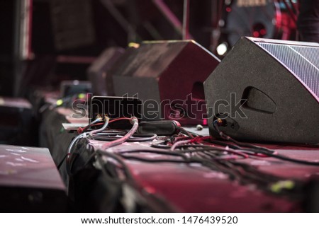 Loudspeaker on the stage at a music festival