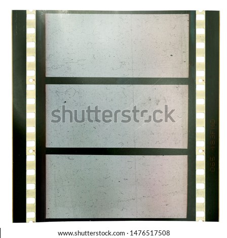 real 70mm large format movie cine film on white with empty frames for your content, light leaks photo placeholder