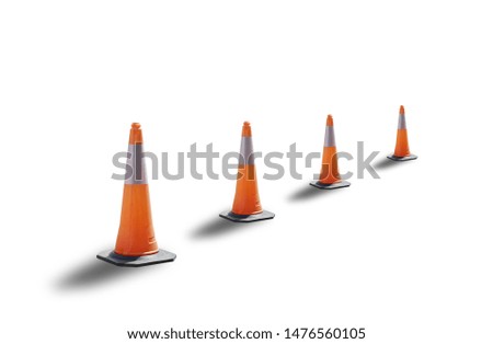 orange traffic cones isolated on white background.