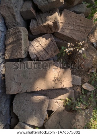 Pile of bricks that unused 