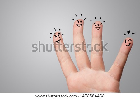 Waggish happy fingers with team building concept