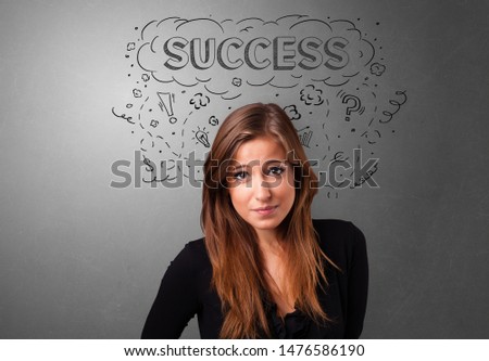 Young pretty person looking forward to success