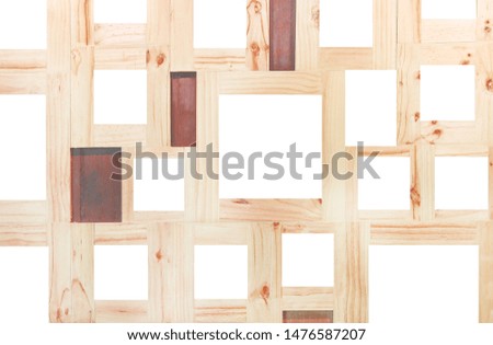 Blank wood  picture frame group patterns on wall background