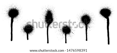 Set of graffiti spray banner. Vector spray paint shapes with smudges