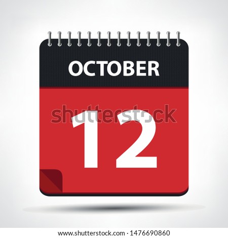October 12 - Calendar Icon - Calendar design template - Business vector illustration.