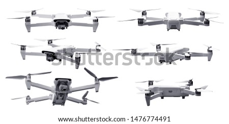 Set of drone isolated on white background Royalty-Free Stock Photo #1476774491
