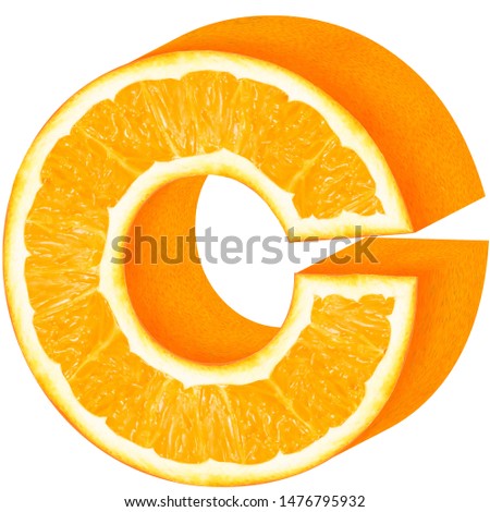 3D decorative orange Fruit Alphabet, capital letter C