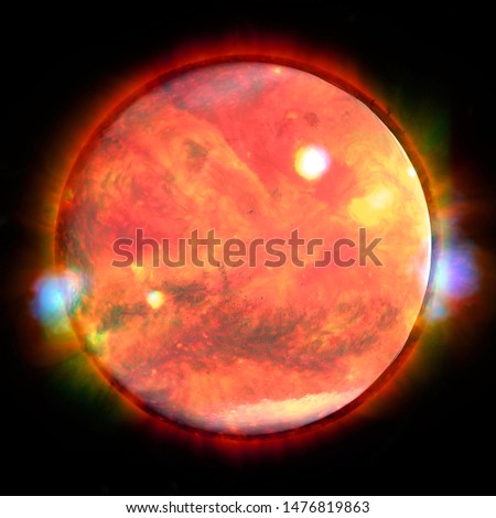 Colorful picture represents Mars, nebulas and galaxies in deep space. Elements of this image furnished by NASA