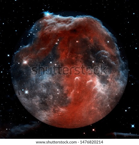 Fantastic view of moon. Solar system. Billions of galaxies in the universe. Elements of this image furnished by NASA Royalty-Free Stock Photo #1476820214