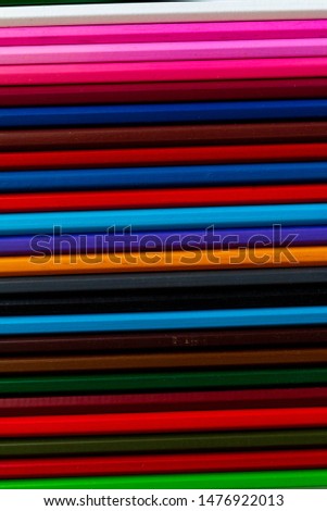 Multicolor wooden pencils, trend of bright rainbow colors. With space for text