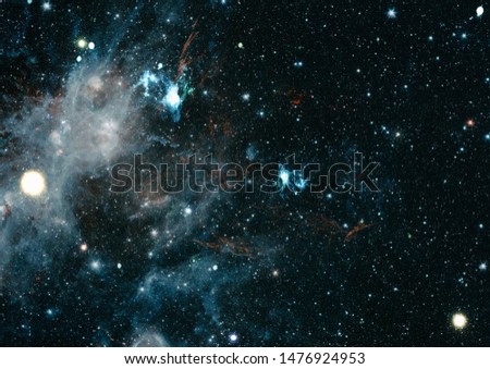 Giant glowing nebula. Space background with red nebula and stars. Elements of this image furnished by NASA.