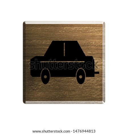 Illustration. Hotel notice board with car silhouette. Parking available.