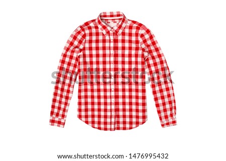 
Red checked shirt isolated on white background