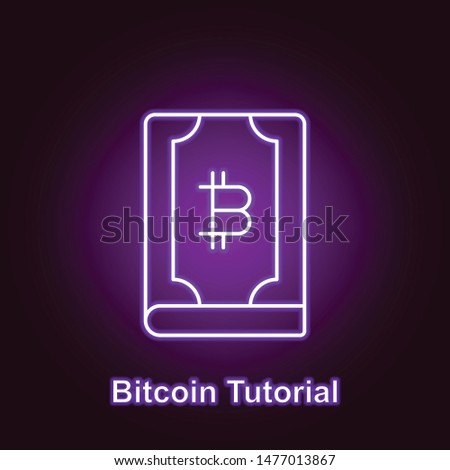 bitcoin key outline icon in neon style. Element of cryptocurrency illustration icons. Signs and symbols can be used for web, logo, mobile app, UI, UX on black background