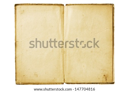 an old book with blank yellow stained pages 