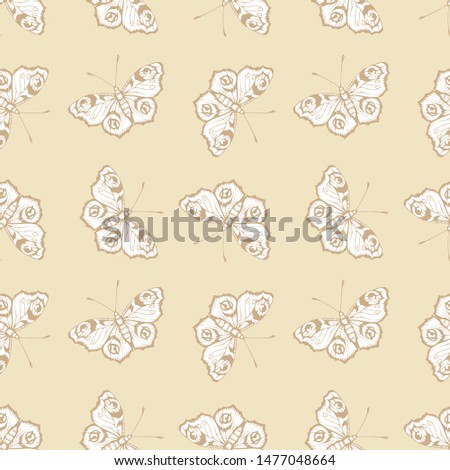 Butterfly. Vector illustration of seamless pattern with insect. 