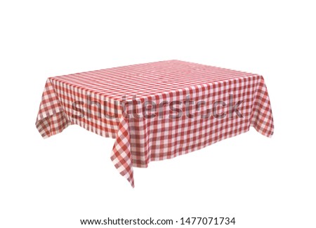 red table clothe on the table isolated