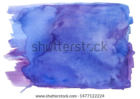Abstract Hand Painted Blue Watercolor Isolated on White Background