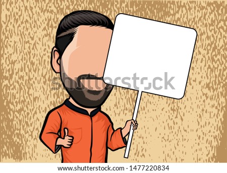 caricature portrait, illustration of a man in red.
