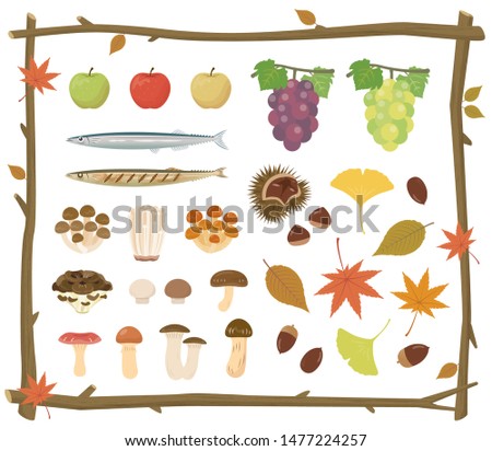 Autumn taste, fruits and plants illustration Royalty-Free Stock Photo #1477224257
