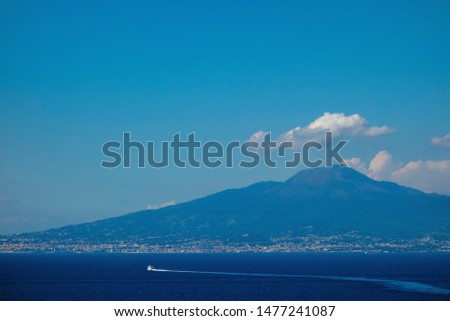 Mount Vesuvius volcano view in the Bay of Naples ,Italy