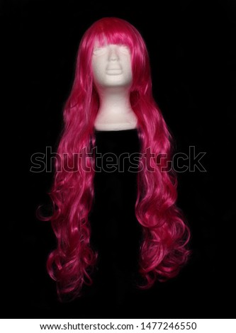 Long Pink Wig on Mannequin head
