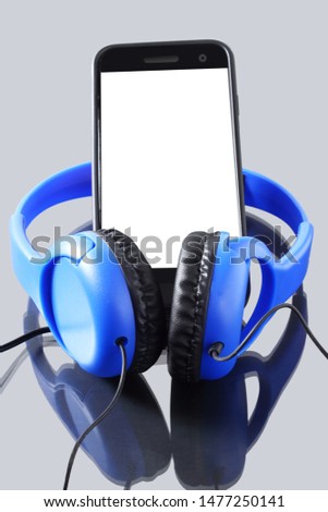 headphone and smartphone for music entertainment related concept