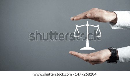 Lawyer protect scales of justice. Law and Justice