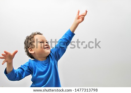 boy reaching up to the sky stock image on white background with people stock photography stock photo Royalty-Free Stock Photo #1477313798