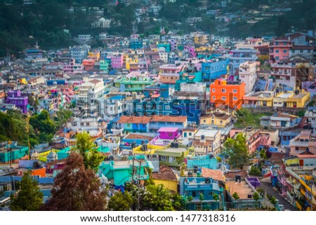 Colourful houses in a village near Ooty at Evening