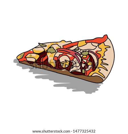 Hand drawn pizza logo, vector illustration