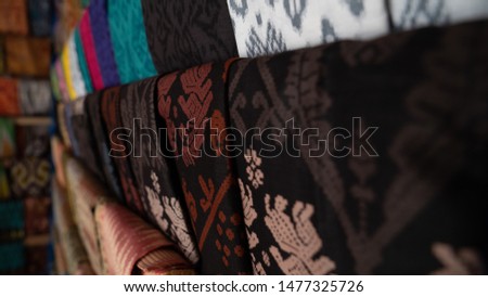 the basic material of clothes with motifs from the ethnic Lombok culture Royalty-Free Stock Photo #1477325726
