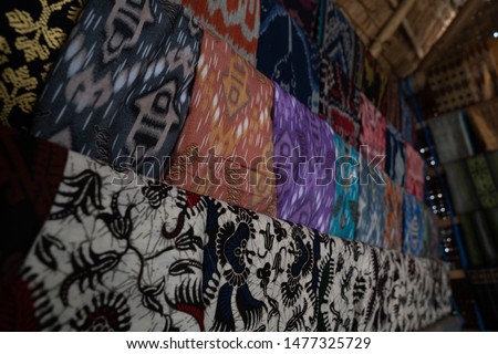 the basic material of clothes with motifs from the ethnic Lombok culture Royalty-Free Stock Photo #1477325729