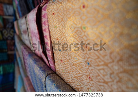 the basic material of clothes with motifs from the ethnic Lombok culture Royalty-Free Stock Photo #1477325738