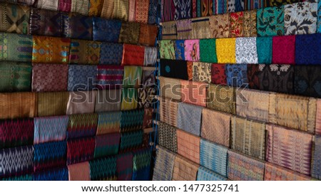 the basic material of clothes with motifs from the ethnic Lombok culture Royalty-Free Stock Photo #1477325741